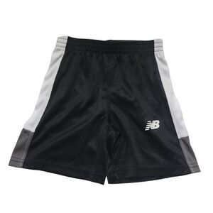New Balance Boys Size 4T Black White Gray Logo Athletic Shorts